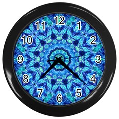 Blue Sea Jewel Mandala Wall Clock (Black)