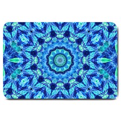 Blue Sea Jewel Mandala Large Doormat by Zandiepants