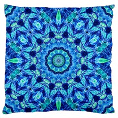 Blue Sea Jewel Mandala Large Flano Cushion Case (one Side) by Zandiepants