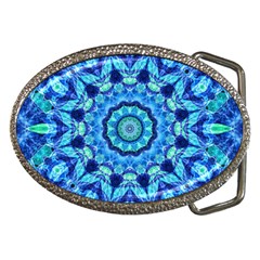 Blue Sea Jewel Mandala Belt Buckle