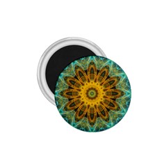 Blue yellow Ocean Star flower mandala 1.75  Magnet