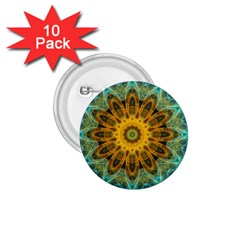 Blue yellow Ocean Star flower mandala 1.75  Button (10 pack) 