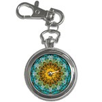 Blue yellow Ocean Star flower mandala Key Chain Watch Front