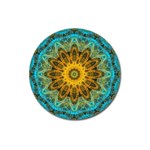 Blue yellow Ocean Star flower mandala Magnet 3  (Round) Front