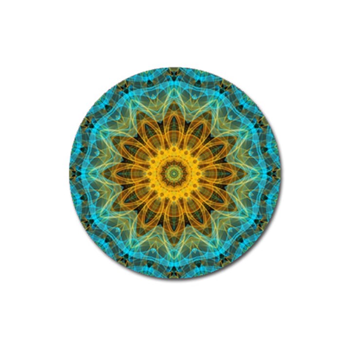 Blue yellow Ocean Star flower mandala Magnet 3  (Round)