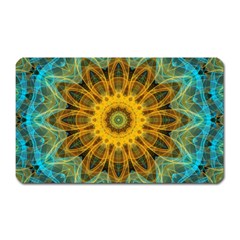 Blue yellow Ocean Star flower mandala Magnet (Rectangular)