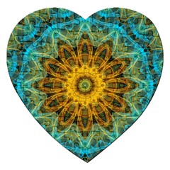 Blue Yellow Ocean Star Flower Mandala Jigsaw Puzzle (heart) by Zandiepants