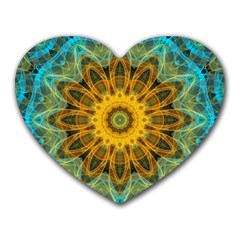 Blue yellow Ocean Star flower mandala Heart Mousepad