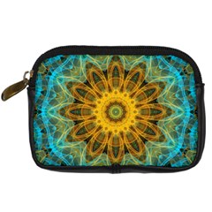 Blue yellow Ocean Star flower mandala Digital Camera Leather Case