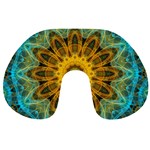 Blue yellow Ocean Star flower mandala Travel Neck Pillow Front