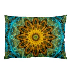 Blue yellow Ocean Star flower mandala Pillow Case