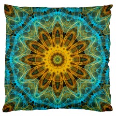 Blue yellow Ocean Star flower mandala Large Flano Cushion Case (Two Sides)