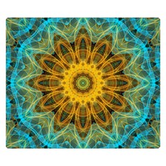 Blue yellow Ocean Star flower mandala Double Sided Flano Blanket (Small)