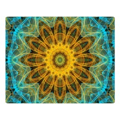 Blue yellow Ocean Star flower mandala Double Sided Flano Blanket (Large)