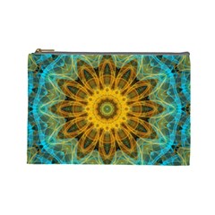 Blue yellow Ocean Star flower mandala Cosmetic Bag (Large)