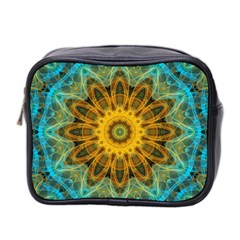 Blue yellow Ocean Star flower mandala Mini Toiletries Bag (Two Sides)