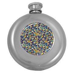 Pastel Tiles Round Hip Flask (5 Oz) by FunkyPatterns