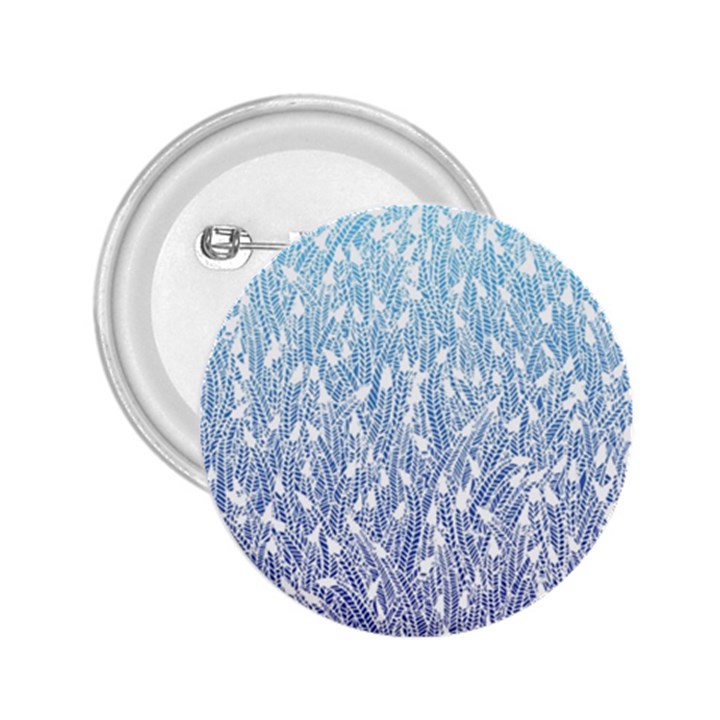 Blue Ombre feather pattern, white, 2.25  Button