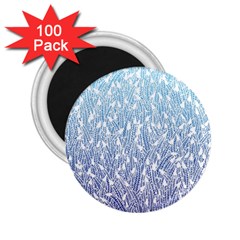 Blue Ombre Feather Pattern, White, 2 25  Magnet (100 Pack)  by Zandiepants