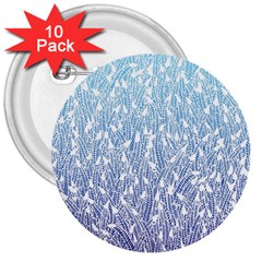 Blue Ombre Feather Pattern, White, 3  Button (10 Pack) by Zandiepants