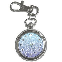 Blue Ombre Feather Pattern, White, Key Chain Watch by Zandiepants