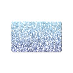 Blue Ombre Feather Pattern, White, Magnet (name Card) by Zandiepants