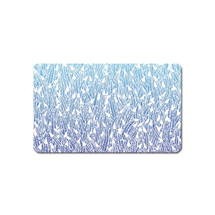 Blue Ombre feather pattern, white, Magnet (Name Card)