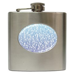 Blue Ombre Feather Pattern, White, Hip Flask (6 Oz) by Zandiepants