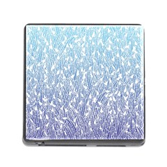 Blue Ombre Feather Pattern, White, Memory Card Reader (square) by Zandiepants