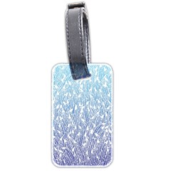 Blue Ombre Feather Pattern, White, Luggage Tag (two Sides) by Zandiepants