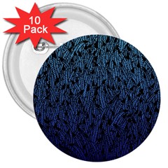 Blue Ombre Feather Pattern, Black, 3  Button (10 Pack) by Zandiepants