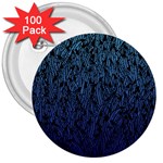 Blue Ombre feather pattern, black, 3  Button (100 pack) Front