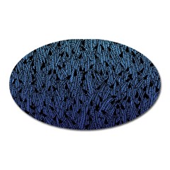 Blue Ombre Feather Pattern, Black, Magnet (oval) by Zandiepants