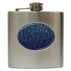 Blue Ombre Feather Pattern, Black, Hip Flask (6 Oz) by Zandiepants