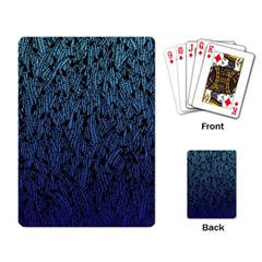 Blue Ombre Feather Pattern, Black, Playing Cards Single Design by Zandiepants