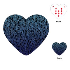 Blue Ombre Feather Pattern, Black, Playing Cards (heart) by Zandiepants