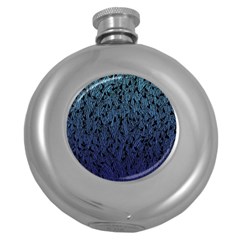 Blue Ombre Feather Pattern, Black, Hip Flask (5 Oz) by Zandiepants