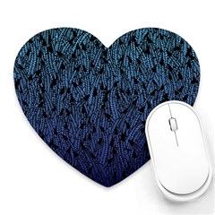 Blue Ombre Feather Pattern, Black, Heart Mousepad by Zandiepants