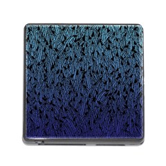 Blue Ombre Feather Pattern, Black, Memory Card Reader (square) by Zandiepants