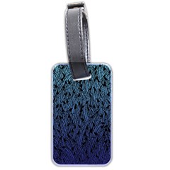 Blue Ombre Feather Pattern, Black, Luggage Tag (two Sides) by Zandiepants