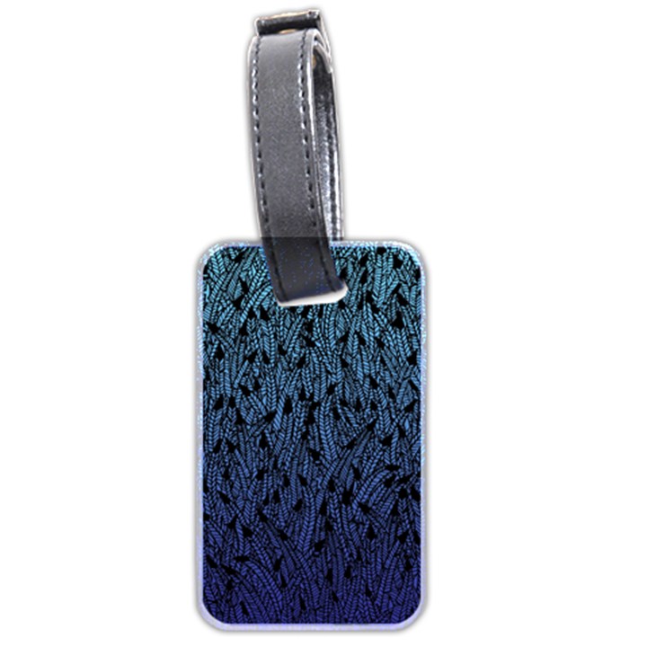 Blue Ombre feather pattern, black, Luggage Tag (two sides)