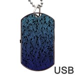 Blue Ombre feather pattern, black, Dog Tag USB Flash (One Side) Front