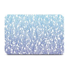 Blue Ombre Feather Pattern, White, Plate Mat by Zandiepants