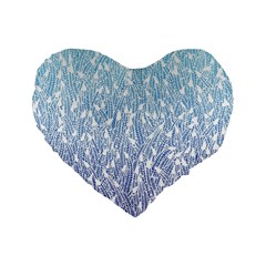 Blue Ombre Feather Pattern, White, Standard 16  Premium Heart Shape Cushion  by Zandiepants