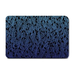 Blue Ombre Feather Pattern, Black, Small Doormat by Zandiepants