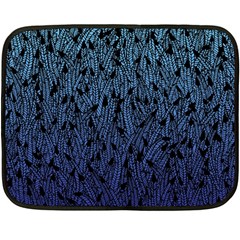 Blue Ombre Feather Pattern, Black, Fleece Blanket (mini)