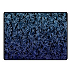 Blue Ombre Feather Pattern, Black, Fleece Blanket (small)