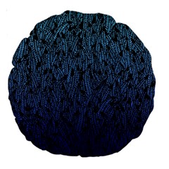 Blue Ombre Feather Pattern, Black, Large 18  Premium Round Cushion  by Zandiepants