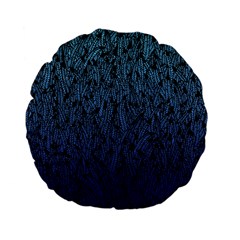 Blue Ombre Feather Pattern, Black, Standard 15  Premium Flano Round Cushion  by Zandiepants