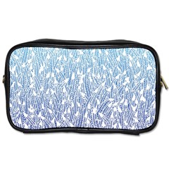 Blue Ombre Feather Pattern, White, Toiletries Bag (two Sides) by Zandiepants